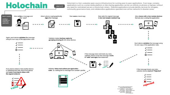 Схема работы архитектуры Holochain: инфографика наглядная